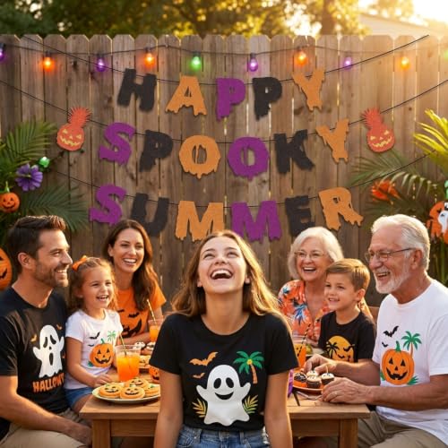 Happy Spooky Summer Party Banner – Summerween Halloween Decorations Set, 3PCS