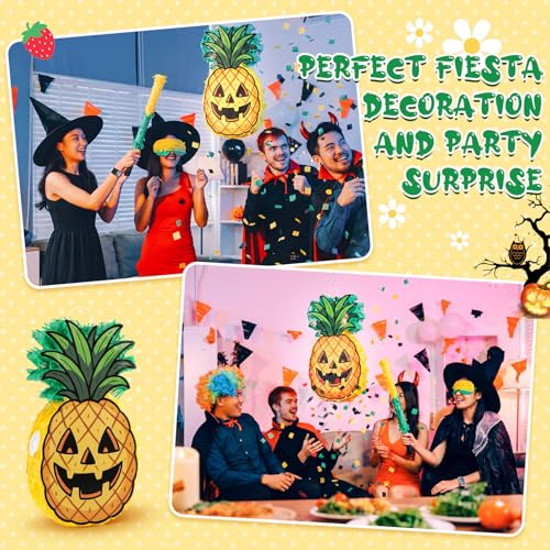 Spooky Pineapple Piñata - 16 Inch Halloween Party Decoration with Stick & Confetti