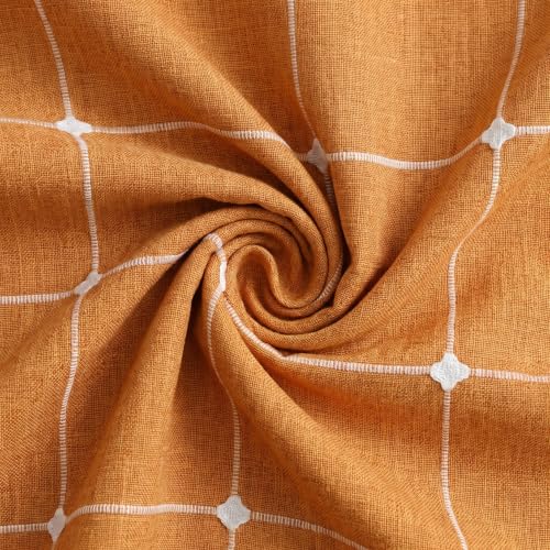Farmhouse Plaid Round Tablecloth 70x70 Inch Orange - Durable Polyester