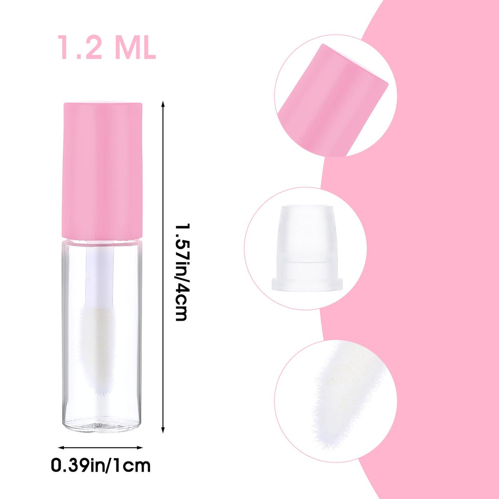 WLLHYF 100 Pcs Mini Lip Gloss Tubes, Refillable Lip Balm Bottle Transparent Empty Containers Travel Personal Cosmetic Inserts Cosmetic Tools Mini Lipstick Containers for Women DIY Makeup (Pink)