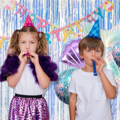 Iridescent Foil Fringe Curtain Set - 20 Pack Metallic Tinsel Backdrop for Party Decoration