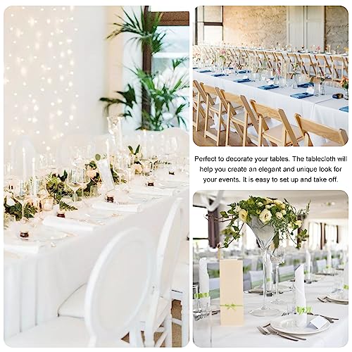 Rectangle White Table Cloth 6 Pack 60x102 Inch Washable Polyester for Wedding Parties