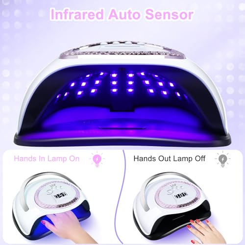 White UV LED Nail Lamp 288W Professional Gel Dryer with Smart Sensor & 4 Timers