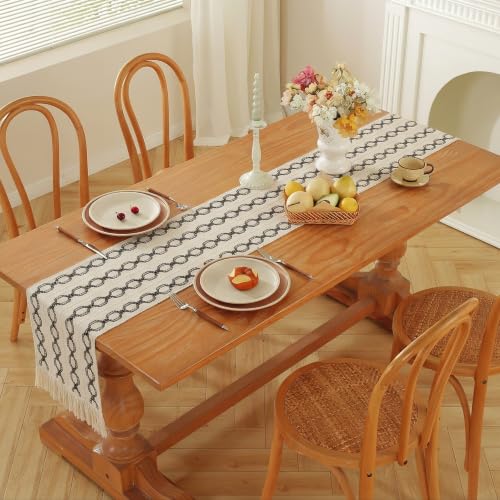 Black Boho Table Runner 12x72 Inches for Fall Thanksgiving Home Decor - Variation: Lantern