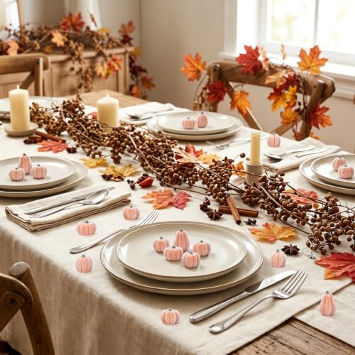 Mini Velvet Pumpkins Set - 45 Artificial Fall Decor for Centerpieces, Vases & Crafts