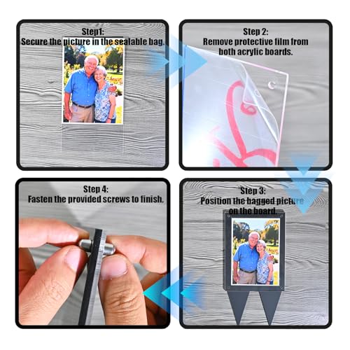 Waterproof 5x7 Picture Frame for Grave - Black Outdoor Memorial Frame