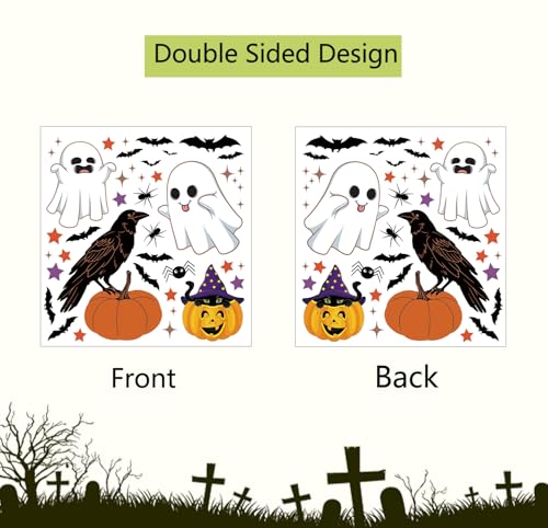 Halloween Window Stickers Set - Double-Sided PVC Decorations for Holiday Party