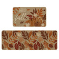 Vintage Pumpkin Fall Kitchen Mats Set of 2 - 17x29 & 17x47 Orange