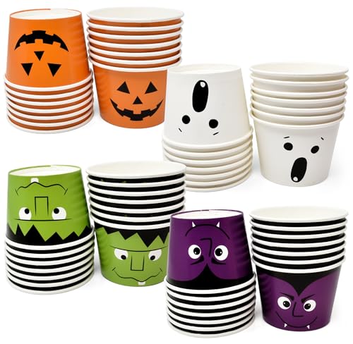 60 Pcs Halloween Dessert Cups 10oz Disposable Paper Snack Bowls for Parties