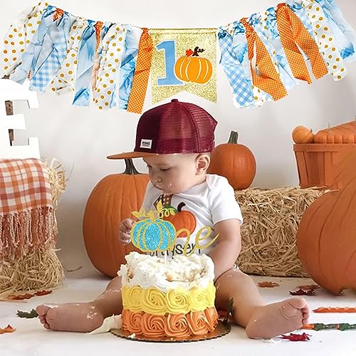 Fall Themed First Birthday Balloon Garland Kit with Pumpkins & Number 1 Foil Balloon