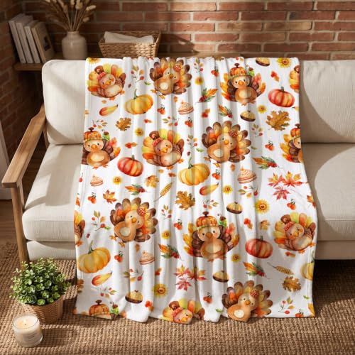 Thanksgiving Turkey Throw Blanket - Fall Pumpkin Cozy Decor 40x50 Inches - Variation of THIS listing