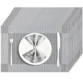 Gray Vinyl Placemats Set of 12 - Silver Heat Resistant Table Mats - Uolr Variation