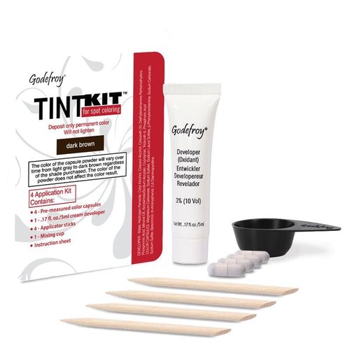 Godefroy Hair Color Kit - Dark Brown Spot Coloring for Gray Coverage | 4-Application Pack