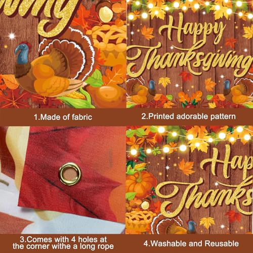 Thanksgiving Banner Backdrop - Large Fall Party Decorations 5.9x3.6Ft