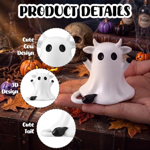 Halloween Ghost Highland Cow Figurine - Mini Resin Decoration Gift - Variation: Highland Cow