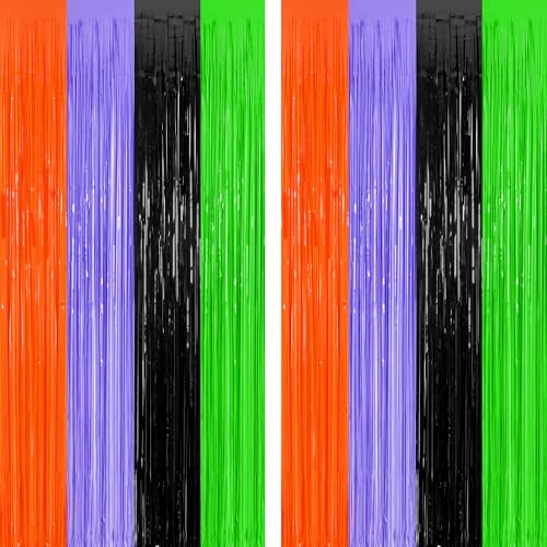 Halloween Foil Curtain Decorations 2 Pack - Orange, Purple, Black, Green