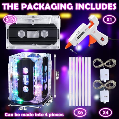 80s Party Decorations Cassette Tape Centerpieces Set with LED Lights