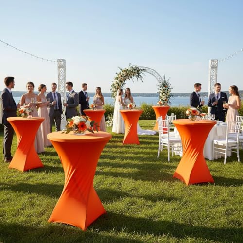 Orange Cocktail High Top Table Cover - 32 x 43 Inch Spandex Stretch Tablecloth (2 Pack) - Variation of THIS listing