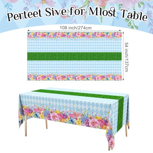 Wonderland Plastic Tablecloth 108x54 Inches for Tea Party and Events - 6 Pack