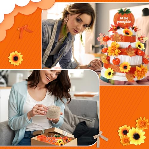 Baby Shower Fall Diaper Cake Kit with Pumpkin & Autumn Decorations