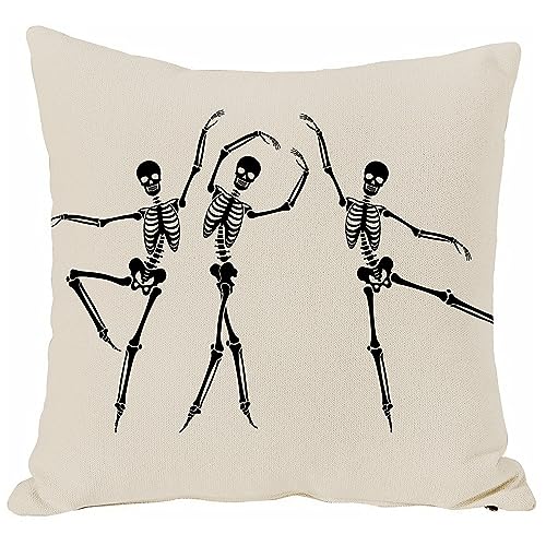 Halloween Skull Pillow Cover 22x22 Inch Linen Skeleton Throw Cushion Case for Sofa Couch Home Decor - Variation of THIS listing