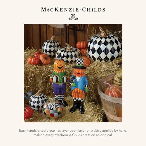 Small Decorative Pumpkin with Harlequin Pattern - Fall & Halloween Home Decor - Courtly Harlequin Squashed