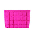 FITINI Makeup Bag Travel Large Portable Quilted Cosmetic Organizer Cute Pouch for Women Soft Puffy Zipper Waterproof Toiletry Storage Bags,Quilting Puff Rose