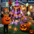 Giant 20x17 ft Halloween Spider Web with 5 ft Black Spider, Motion Sensor Lights