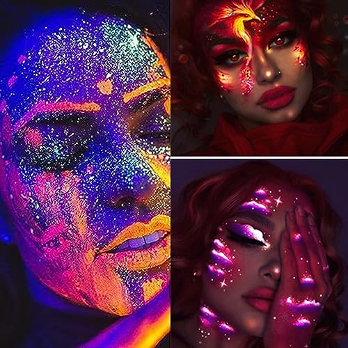 UV Blacklight Neon Gold Face & Body Paint Set - Fluorescent Glow Makeup for Parties