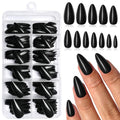 Lifextol Black Almond Press On Nails Medium Length - 240pcs Fake Nails with Glue & Tabs