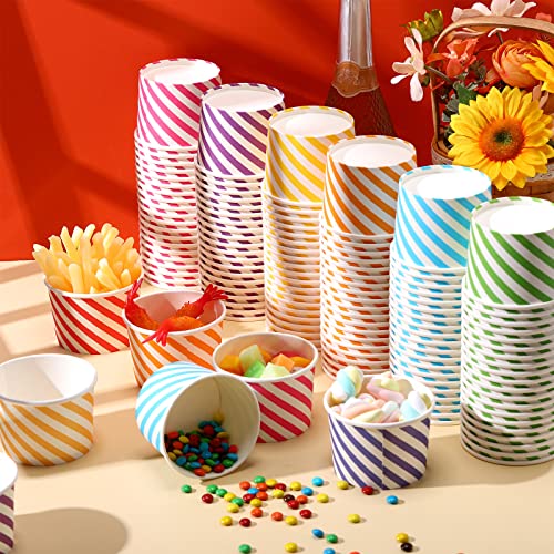 8 Oz Disposable Paper Ice Cream Cups - 500 Multicolor Snack Bowls for Parties