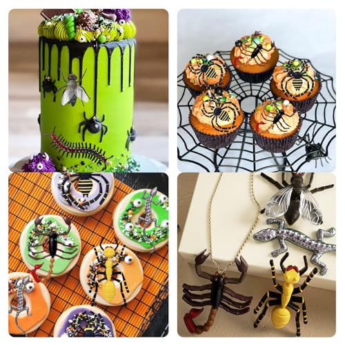 Purple Insect Fondant Molds - Bug Cake Decoration Silicone Set for Halloween