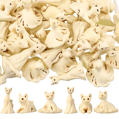 Halloween Mini Resin Ghost Cat Figures Bulk 50 Pieces - Spooky Decor & Gifts