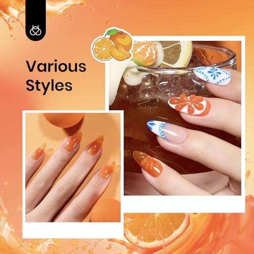 Beetles Orange Gel Nail Polish - Sheer Jelly Polish for Nails - 15ML - Sheer Orange