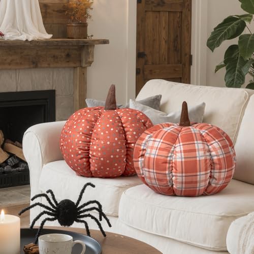 Lanpn Fall Pumpkin Pillow Set of 2 - Halloween Autumn Decor, Style D / L