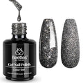 Black Glitter Gel Nail Polish - Reflective 15ML Long-Lasting UV Nail Lacquer