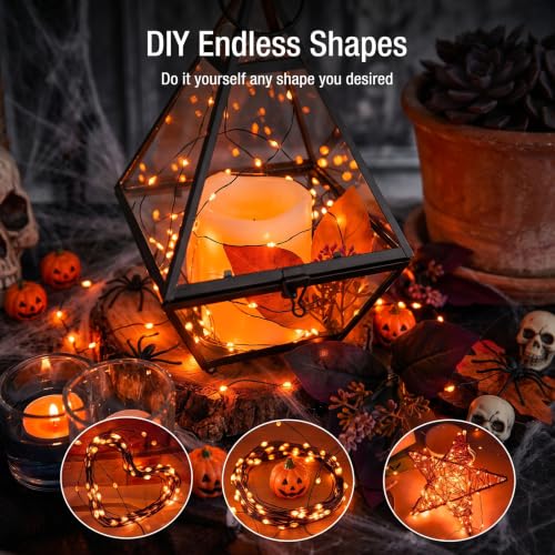 Orange Fairy Lights 6 Pack for Halloween Fall Decorations - 7ft String Lights