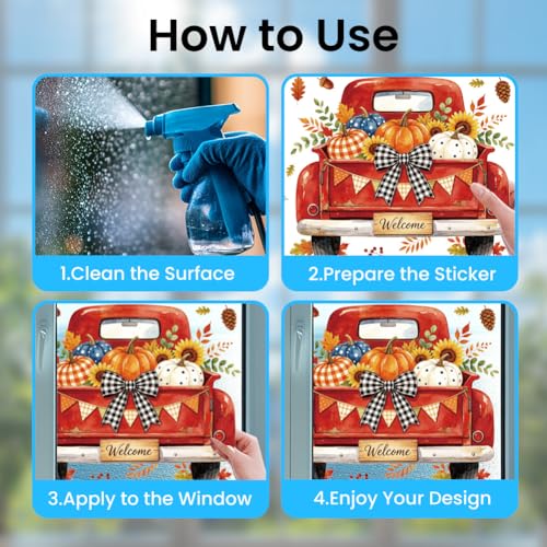 Autumn Farm Elements Window Clings - Reusable Fall Decor for Glass Windows