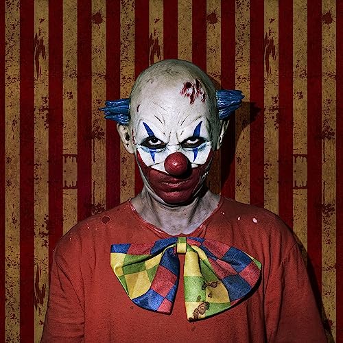 200 Ft Creepy Carnival Halloween Tablecloth Roll - Red & White Stripes, Circus Design