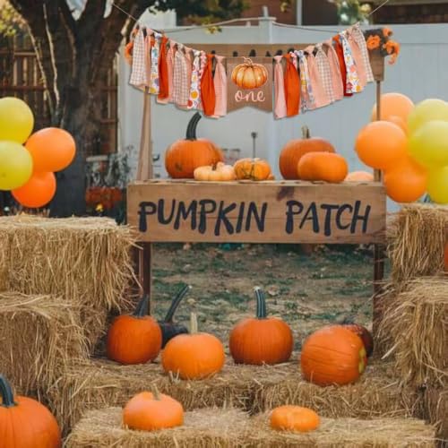 Orange Pumpkin 1st Birthday High Chair Banner - Autumn Fall Halloween Decor