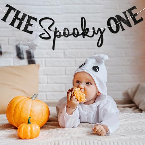 Halloween First Birthday Banner - Spooky Ghost Glitter Party Decorations
