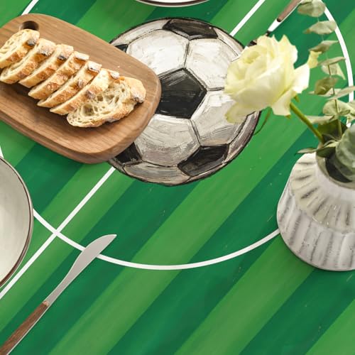 60x84 Inch Rectangular Football Tablecloth - Green World Cup Decor