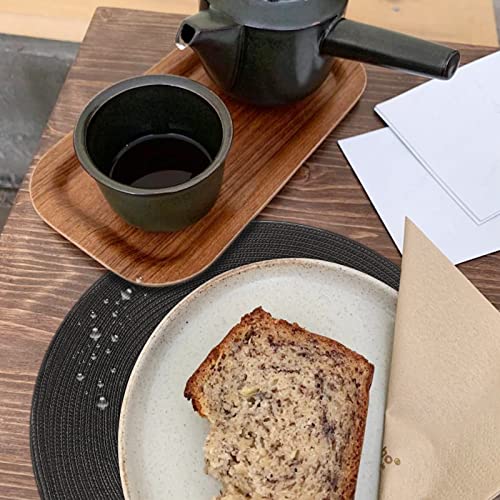 15 Inch Round Braided Placemats Set of 10 Black Woven Polypropylene Table Mats
