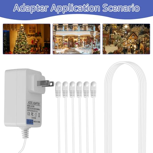 6-Way 4.5V Power Adapter for Lemax Christmas & Halloween Village Decorations