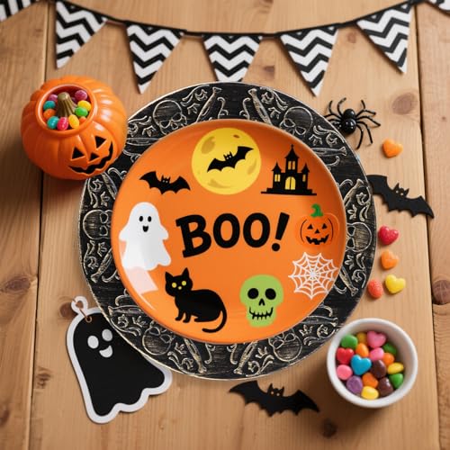 Halloween Black Charger Plates Set of 12 - 13 Inch Plastic Dinnerware