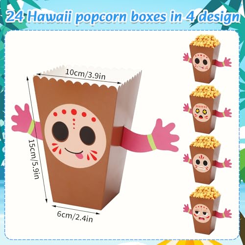 Hawaiian Popcorn Boxes - 24 Pack DIY Luau Party Favor Supplies