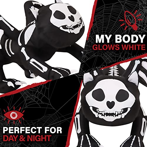 Skeleton Cat Blow Up Inflatable - 6 ft Outdoor Halloween Yard Decor with Lights