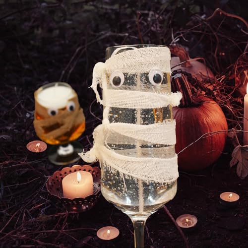 Halloween Mummy Candle Holders Set - Glass Wine & Goblet Decor for Parties