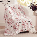 Pink Pumpkin Ghost Fall Throw Blanket - Halloween Soft Flannel 50x60 inches - Spooky Pumpkin Variation