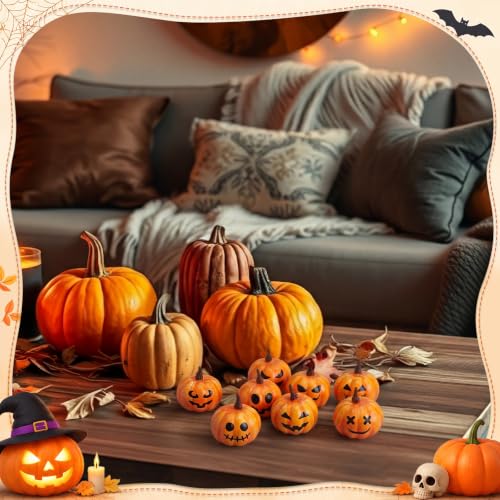 Pumpkin Painting Kit with 20 Mini White Pumpkins & Art Supplies for Fall Crafts